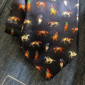 POLO JOCKEY HORSES Museum Artifacts Silk Neck Tie